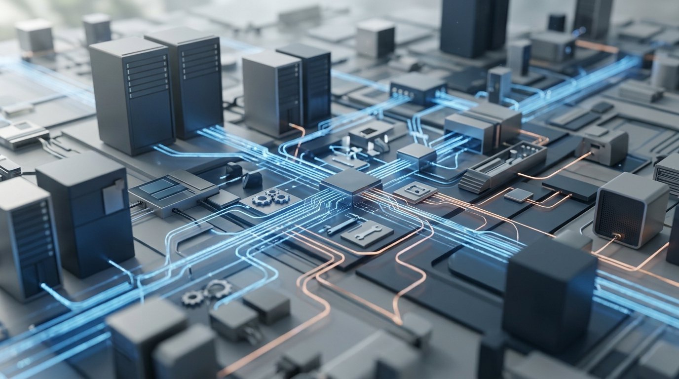 正規管理ツールを装った不審な接続を示すネットワークの3D図