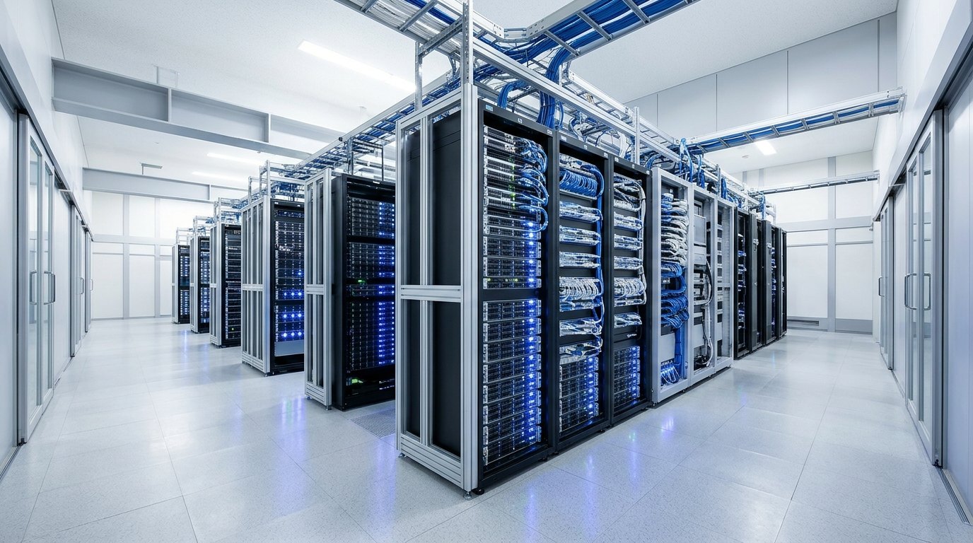 停止措置が取られたデータセンターのサーバーラックの様子