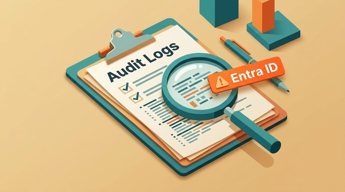 Entra IDの監査ログや設定を点検する管理作業のイメージ