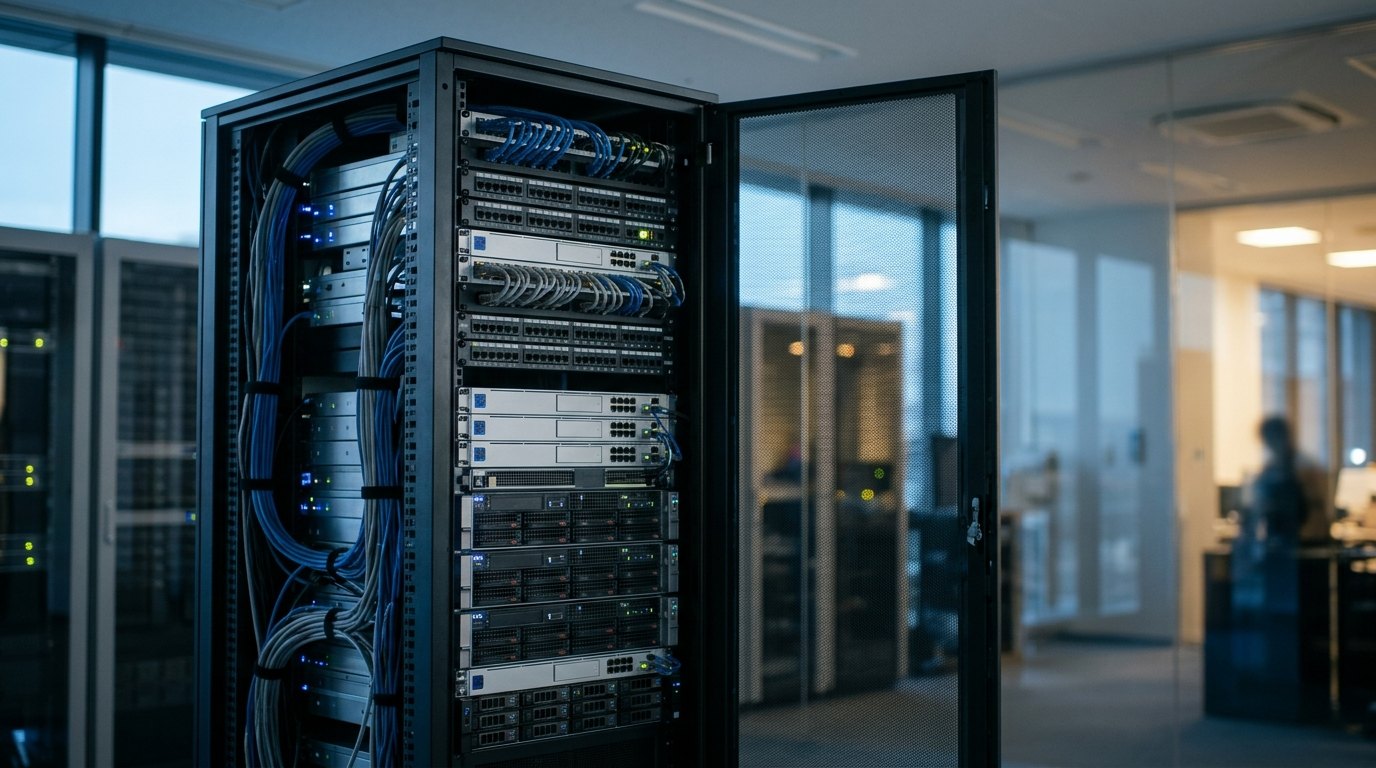 サーバーラックが並ぶデータセンターの設備