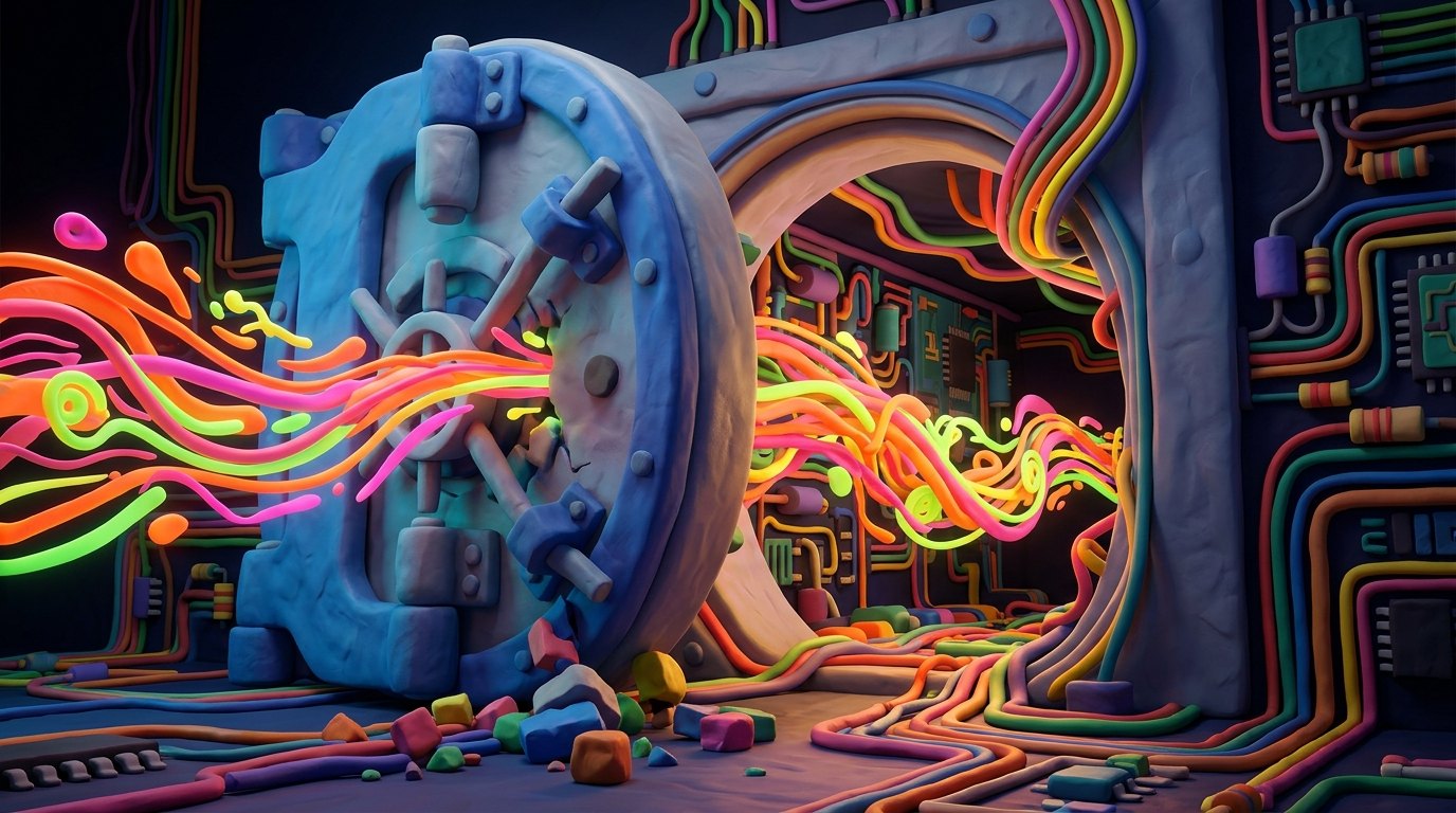 認証回避により強固なゲートウェイの錠前が破られ不正侵入を許す様子